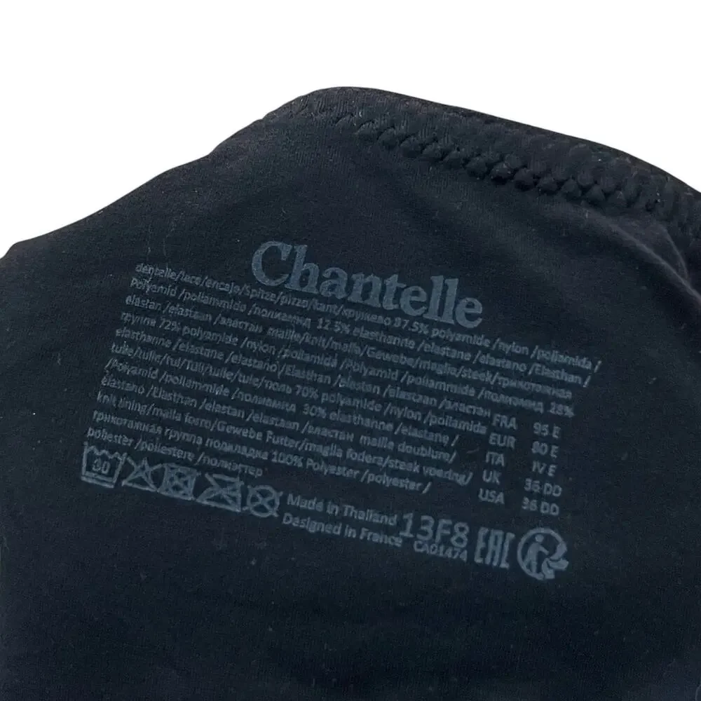 Chantelle Norah Supportive Wireless Bra 36DD Black Lace Comfort Back Close